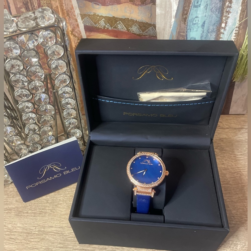 Porsamo Bleu Chantal Luxury Topaz  Satin Covered Genuine Leather Band